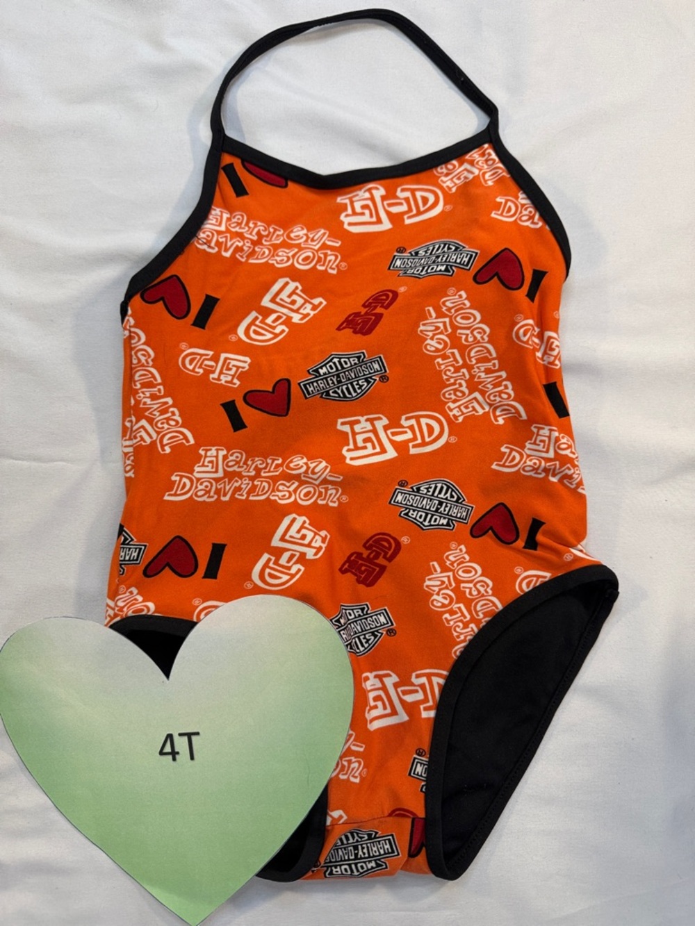 Harley-Davidson LIKE NEW Orange and Black One Piece Swimsuit